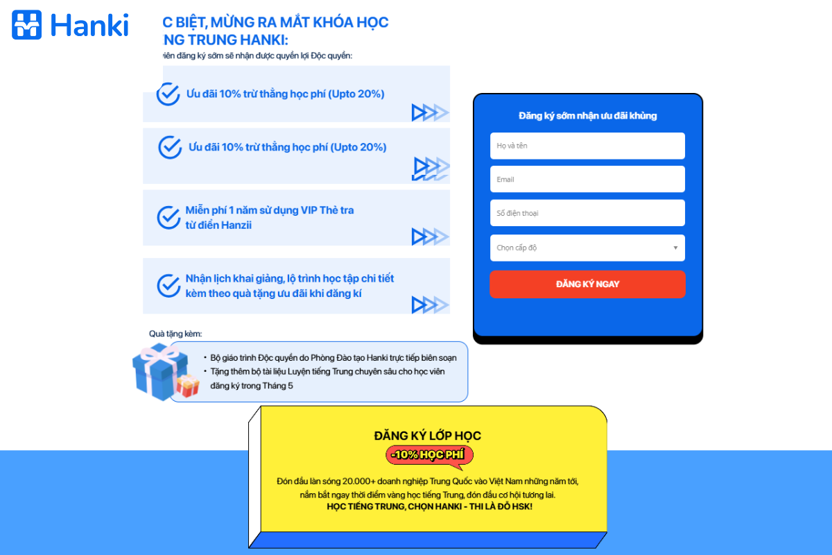 lộ trình học tiếng trung tại hanki